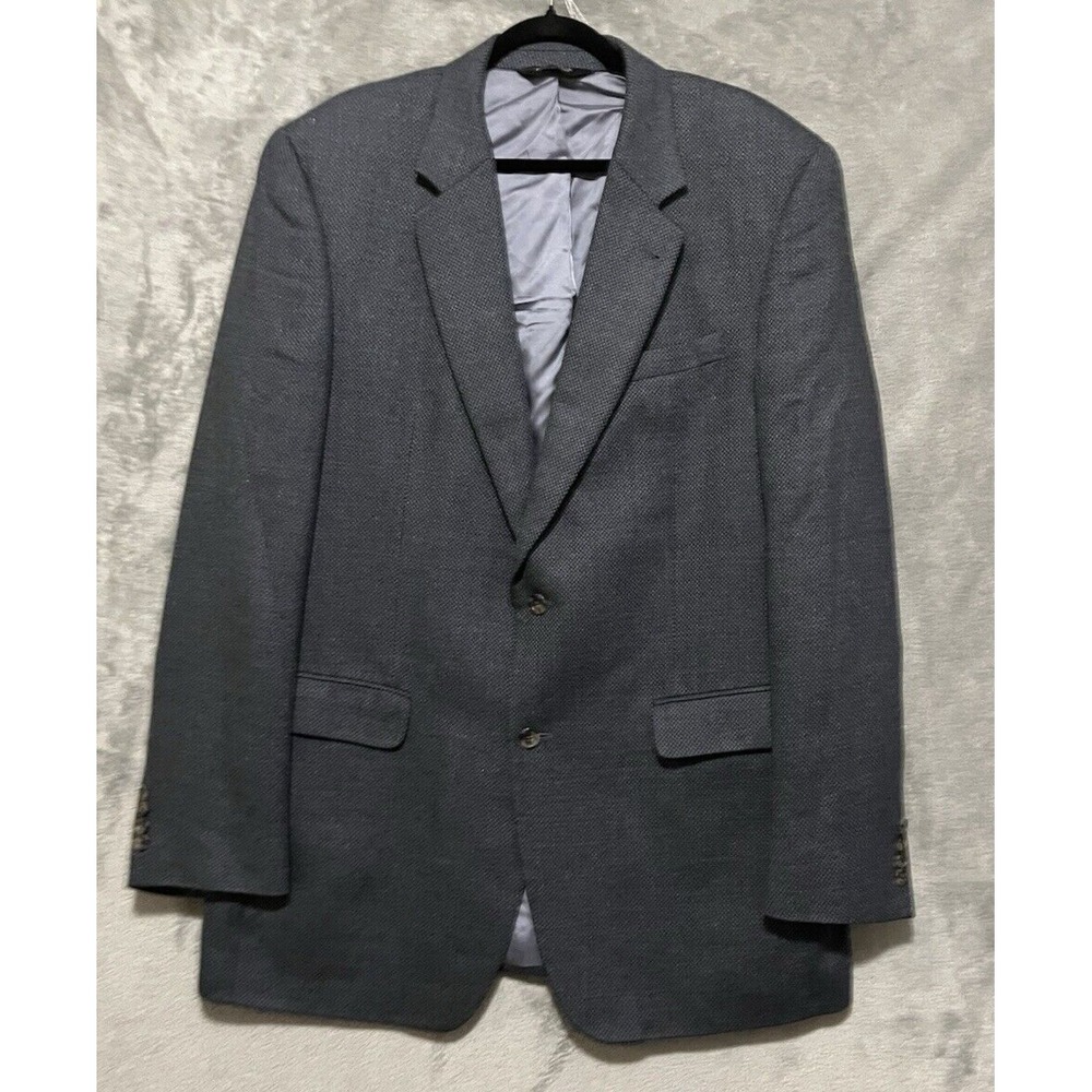 JOS A BANK Jacket Sport Coat Blazer Two Button Tweed Blue Silk Wool 46XL